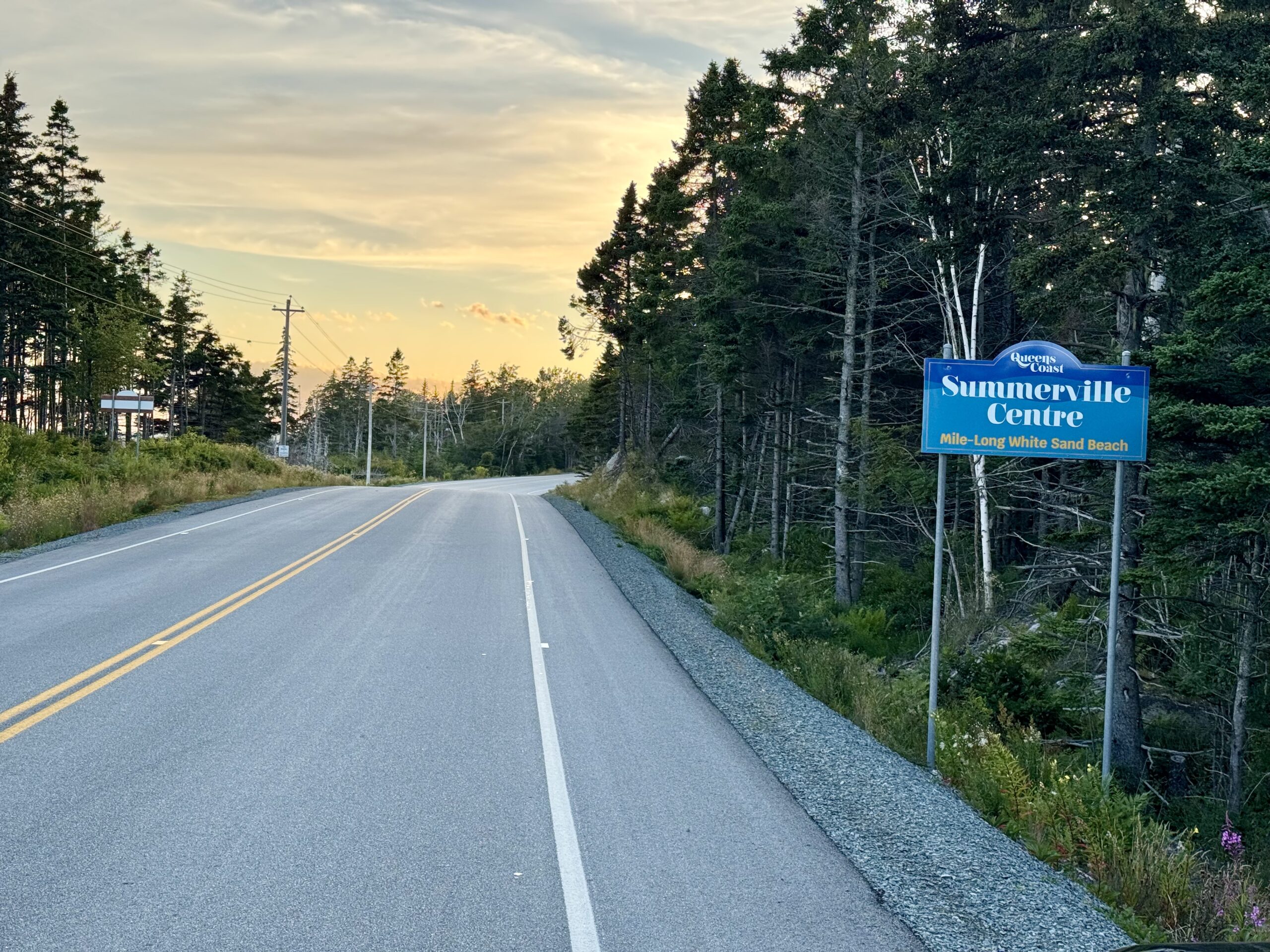 Long road at sunset ft. Summerville Centre sign